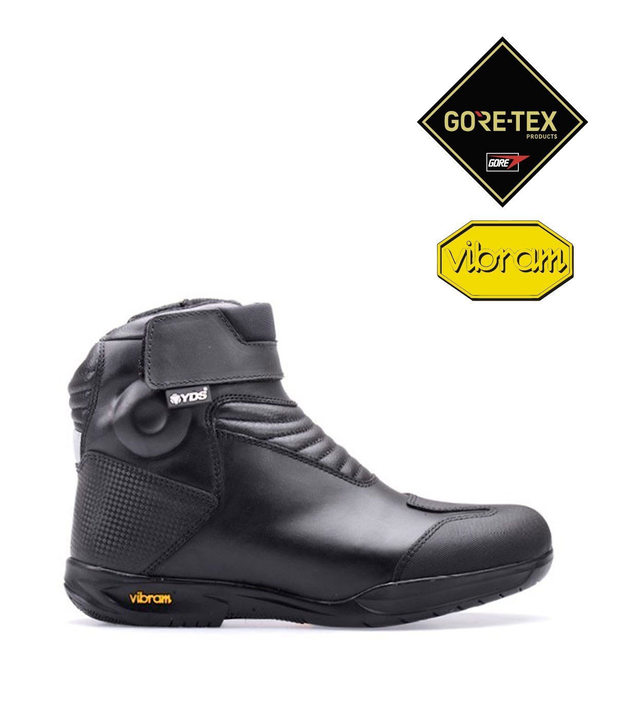 YDS DIABLO 7.2 GTX Genuine Leather, Waterproof Gore-Tex® Lined, Vibram Rubber Sole, Zippered Short Motorcycle Boots