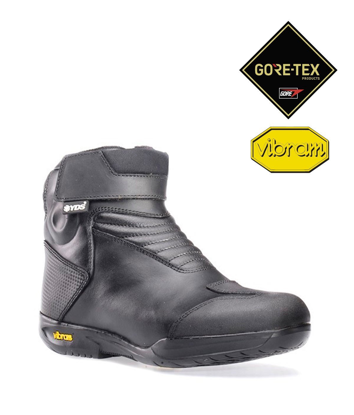 YDS DIABLO 7.2 GTX Genuine Leather, Waterproof Gore-Tex® Lined, Vibram Rubber Sole, Zippered Short Motorcycle Boots