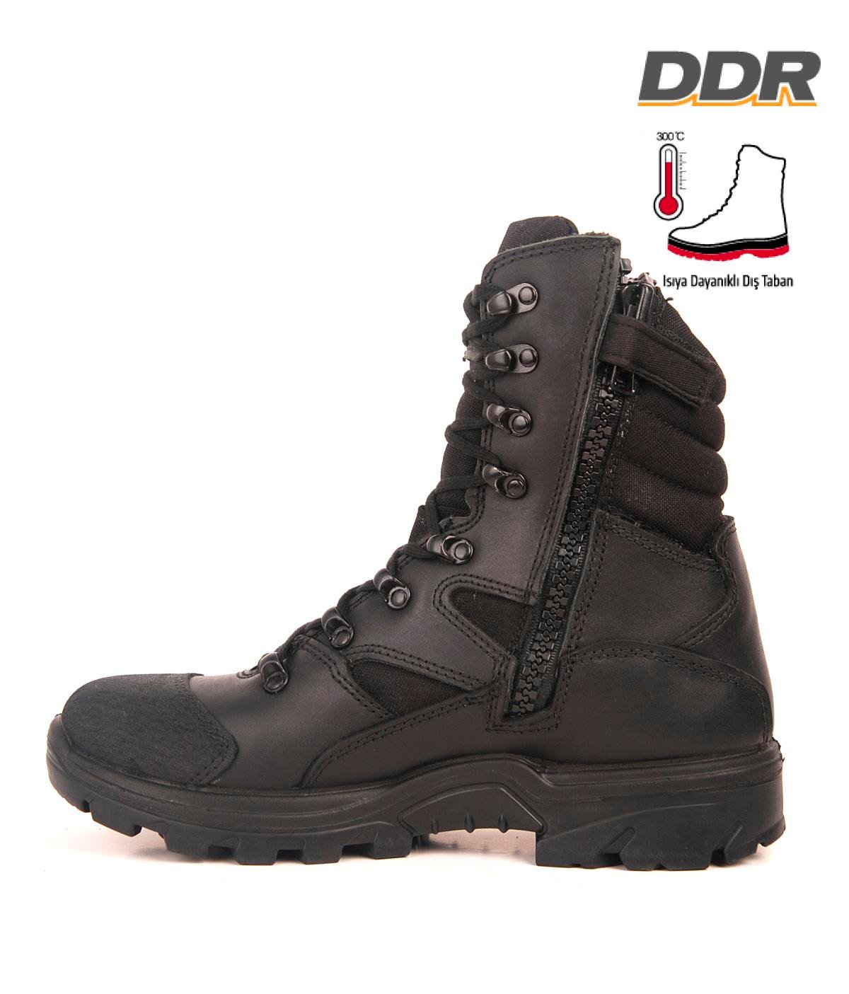 UKTR 8061 Black Waterproof Zippered Boots with Anti-Slip Boot